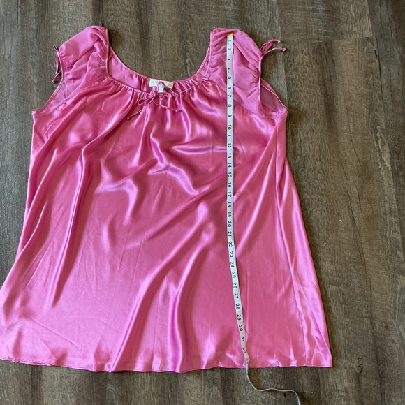Oscar de la Renta Pink Label Vintage Satin Nightgown Sheer Sleeve Pink - Picture 7 of 8